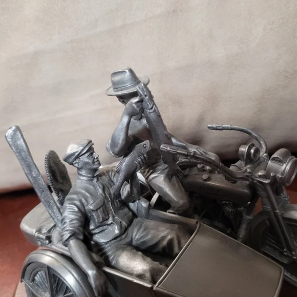 1992 Fine Pewter Harley Davidson Silver Motorcycle Sculpture #1919 Of 2,500 - Picture 3 of 9